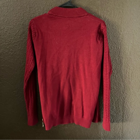Red Knit Zip Down Sweater, Tag Missing - size small / medium, Soft Material - Picture 3 of 3